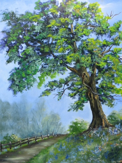 Oak Tree - 24x36 - Oil painting of an oak tree by Kathie Widing - www.kathiewiding.com